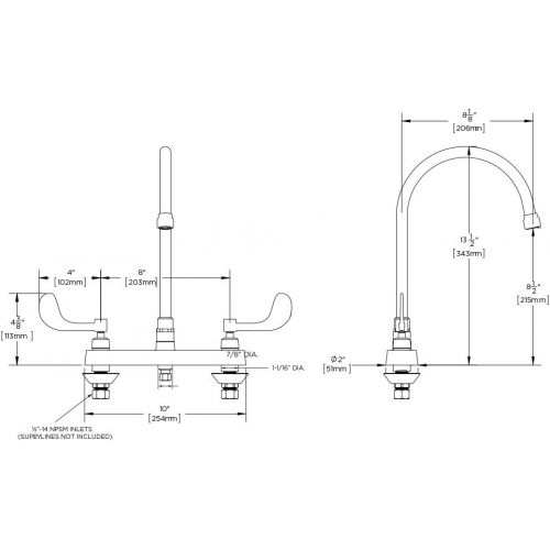  Speakman SC-5724-E Commander Gooseneck Centerset Lavatory Faucet with 8 in. Deck Plate, Polished Chrome