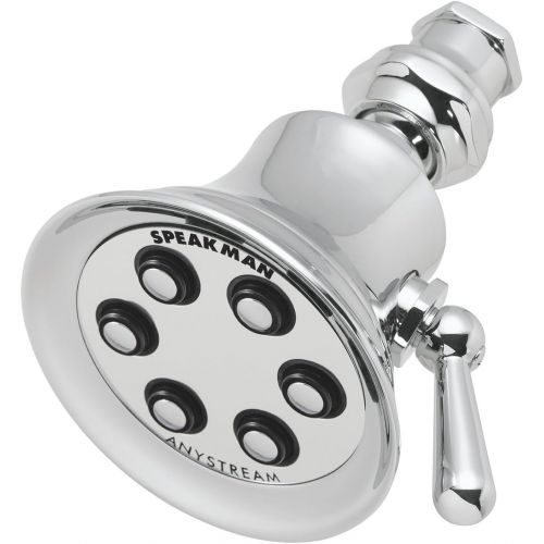 Speakman S-2254 Retro Anystream High Pressure Adjustable 2.5 GPM Solid Brass Shower Head, Polished Chrome