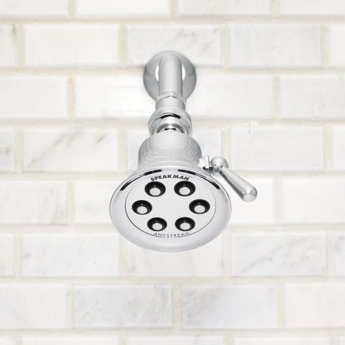  Speakman S-2254 Retro Anystream High Pressure Adjustable 2.5 GPM Solid Brass Shower Head, Polished Chrome