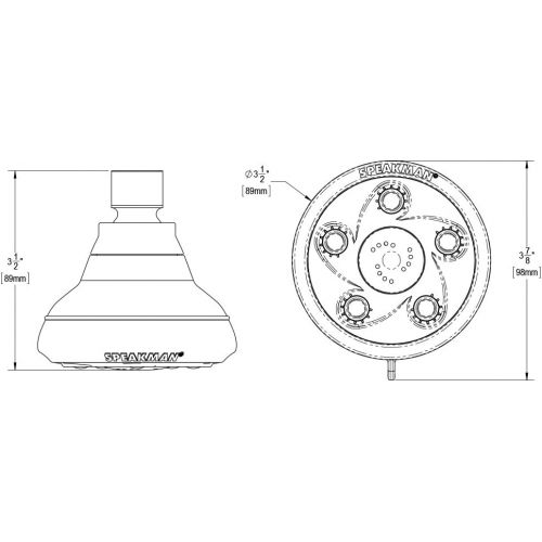  Speakman VS-232007 Napa Anystream 2-Way Shower Combination, 2.5 GPM, Polished Chrome