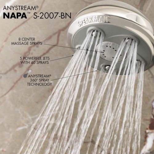  Speakman VS-232007 Napa Anystream 2-Way Shower Combination, 2.5 GPM, Polished Chrome