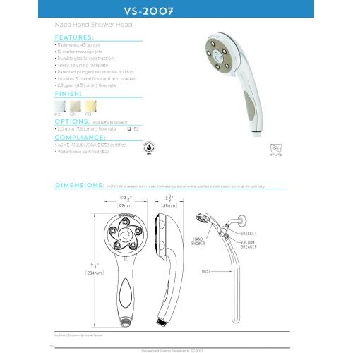  Speakman VS-232007 Napa Anystream 2-Way Shower Combination, 2.5 GPM, Polished Chrome