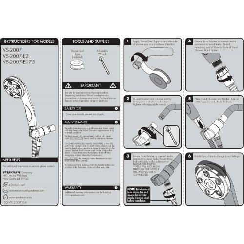  Speakman VS-232007 Napa Anystream 2-Way Shower Combination, 2.5 GPM, Polished Chrome