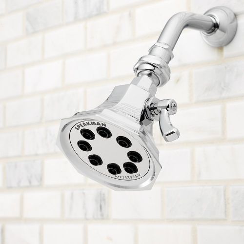  Speakman S-3019 Vintage Anystream High Pressure Adjustable 2.5 GPM Solid Brass Shower Head, Polished Chrome