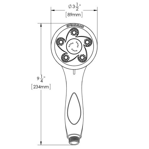  Speakman VS-2007-PB Napa Anystream Multi-Function Adjustable Handheld Shower Head, 2.5 GPM, Polished Brass