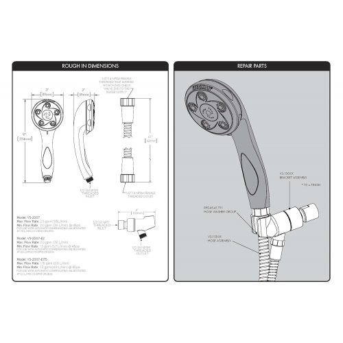  Speakman VS-2007-PB Napa Anystream Multi-Function Adjustable Handheld Shower Head, 2.5 GPM, Polished Brass