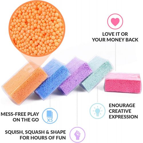  [아마존베스트]Special Supplies Fun Foam Modeling Foam Beads Play Kit, 5 Blocks Children’s Educational Clay for Arts Crafts Kindergarten, Preschool Kids Toys Develop Creativity, Motor Skills