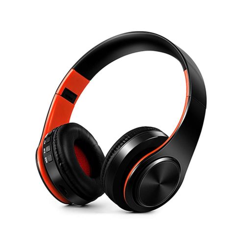  Special- Love Headphones Bluetooth Headset Earphone Wireless Headphones Stereo Foldable Sport Earphone Microphone Headset Handfree MP3 Player,Black Orange