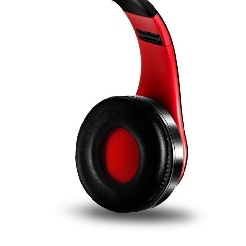  Special- Love Headphones Bluetooth Headset Earphone Wireless Headphones Stereo Foldable Sport Earphone Microphone Headset Handfree MP3 Player,Black Red