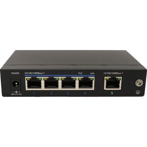  Speco Technologies P4S5V 4-Port Gigabit PoE+ Compliant Unmanaged Network Switch