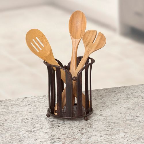 스펙트럼 Spectrum™ Stripe Steel Utensil Holder in Oil Rubbed Bronze