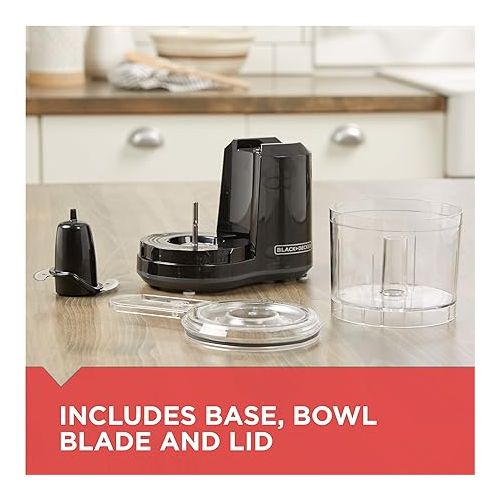 스펙트럼 BLACK+DECKER 1.5-Cup Electric Food Chopper, HC150B, One Touch Pulse, 150W Motor, Stay-Sharp Blade, Dishwasher Safe