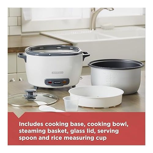 스펙트럼 BLACK+DECKER 6-Cup Rice Cooker, RC506, 3-cup Uncooked Rice, Steaming Basket, Removable Non-Stick Bowl, One Touch