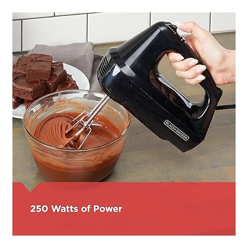 스펙트럼 6-Speed Easy Storage Hand Mixer with 5 Attachments & Storage Case, Black