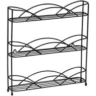 Spectrum Diversified Countertop 3-Tier Rack Kitchen Cabinet Organizer or Optional Wall-Mounted Storage, 3 Spice Shelves, Raised Rubberized Feet, Black
