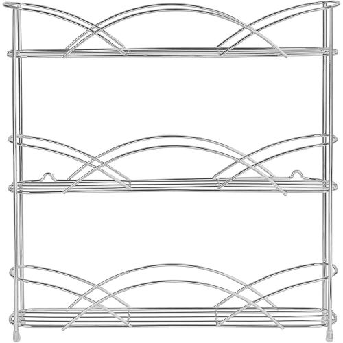 스펙트럼 Spectrum Diversified Countertop 3-Tier Rack Kitchen Cabinet Organizer or Optional Wall-Mounted Storage, 3 Spice Shelves, Raised Rubberized Feet, Chrome: Kitchen & Dining