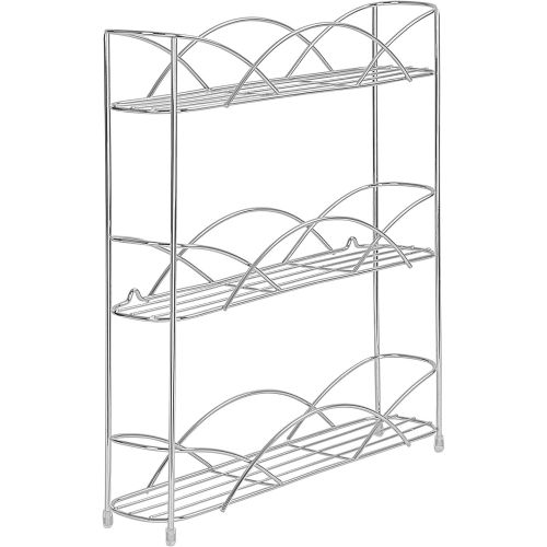 스펙트럼 Spectrum Diversified Countertop 3-Tier Rack Kitchen Cabinet Organizer or Optional Wall-Mounted Storage, 3 Spice Shelves, Raised Rubberized Feet, Chrome: Kitchen & Dining