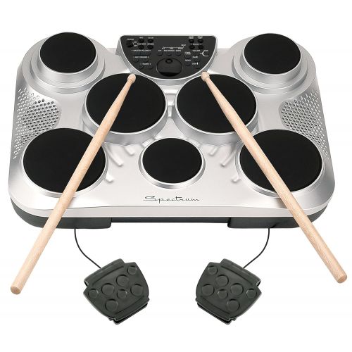 스펙트럼 Spectrum AIL 602 7-Pad Digital Drum Set with Adjustable Stand, Pedals, Sticks and AC Adapter