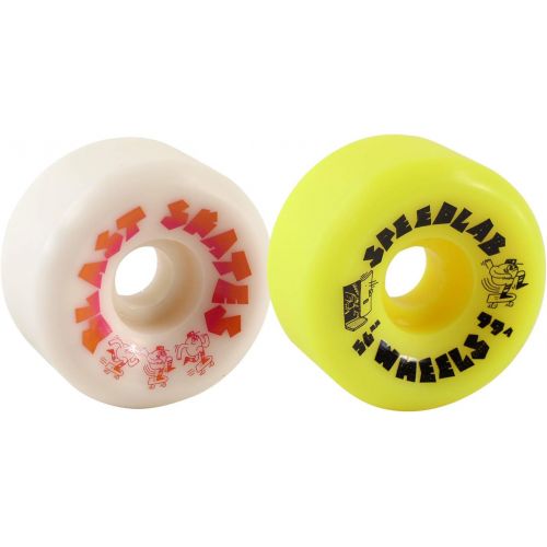  Speedlab Wheels Blast 3 White / 1 Yellow Skateboard Wheels - 56mm 99a (Set of 4)