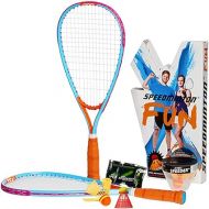 Speedminton SM01-FUN-10 FUN Set - Alternative to beach ball, spike ball, badminton, incl. 1 HELI and one FUN Speeder, perfect for the beach, park or backyard, Blue Orange