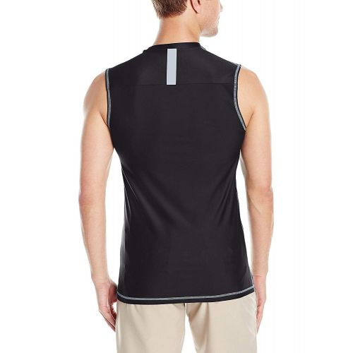 스피도 Speedo Mens Startline Sleeveless UV Protection Rashguard Swim Shirt, Black/Black, X-Large: Clothing