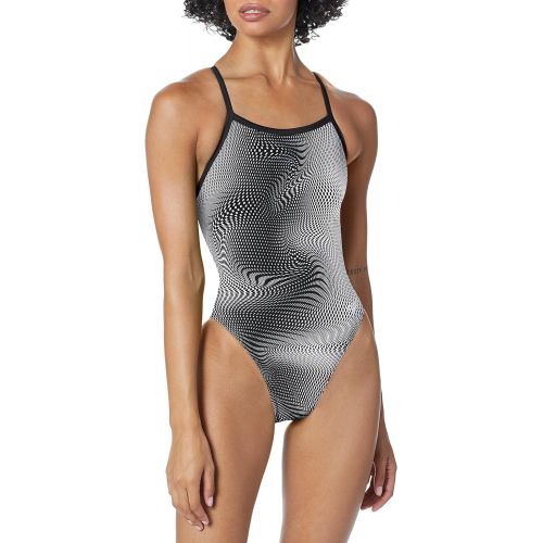 스피도 Speedo Womens Swimsuit One Piece PowerFlex Flyback Printed Adult Team Colors