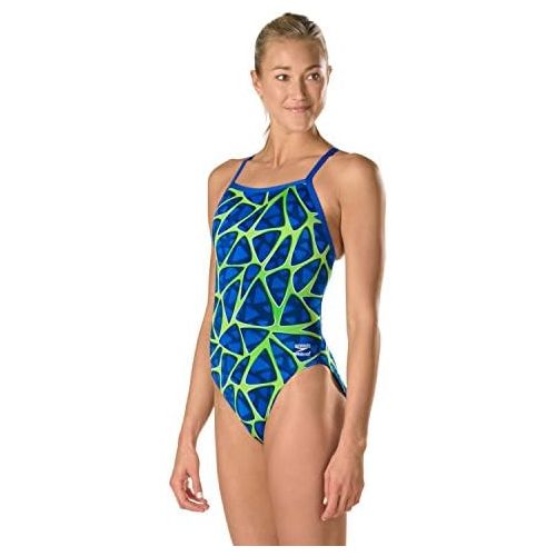 스피도 Speedo Womens Swimsuit One Piece Endurance+ Flyback Printed Adult Team Colors-Discontinued