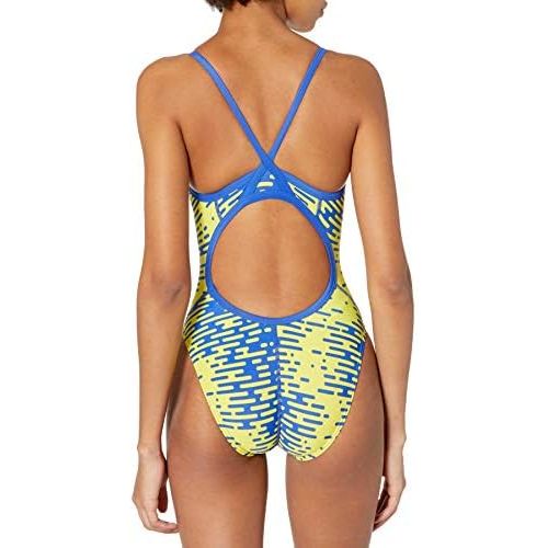 스피도 Speedo Womens Swimsuit One Piece PowerFlex Flyback Printed Adult Team Colors