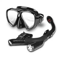 Speedsporting dry snorkel set, anti-fog diving mask, easy breathing and professional snorkel mask with soft mouthpiece, anti-leak snorkel set for adults and children, black