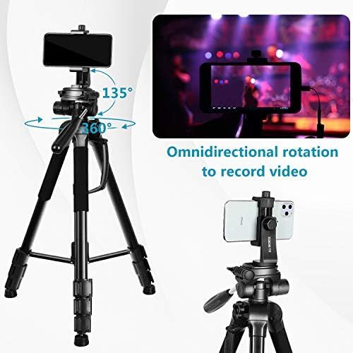  [아마존베스트]Speedsporting 177 cm Lightweight Tripod Camera Tripod with Mobile Phone Holder and Monopod, Aluminium Tripod Photo Tripod with 3-Way Swivel Pan Head for Smartphone DSLR SRL Canon N