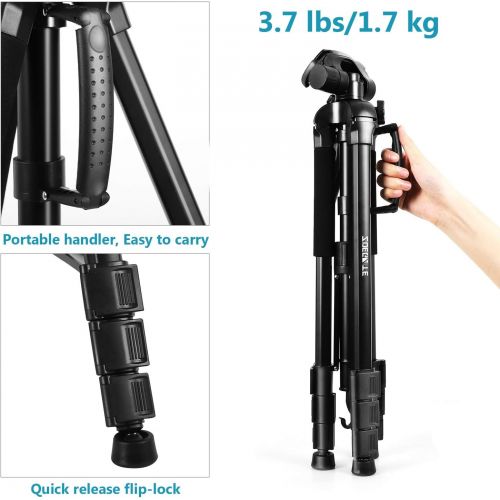  [아마존베스트]Speedsporting 177 cm Lightweight Tripod Camera Tripod with Mobile Phone Holder and Monopod, Aluminium Tripod Photo Tripod with 3-Way Swivel Pan Head for Smartphone DSLR SRL Canon N