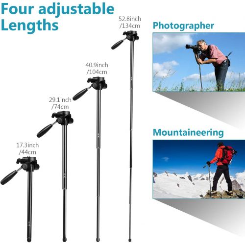  [아마존베스트]Speedsporting 177 cm Lightweight Tripod Camera Tripod with Mobile Phone Holder and Monopod, Aluminium Tripod Photo Tripod with 3-Way Swivel Pan Head for Smartphone DSLR SRL Canon N