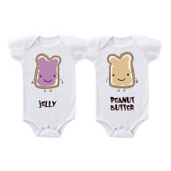 Speedy Pros Peanut Butter Jelly Twins Infant Short Sleeve Baby Bodysuits One Piece Set Of 2 Newborn White