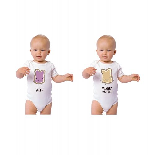  Speedy Pros Peanut Butter Jelly Twins Infant Short Sleeve Baby Bodysuits One Piece Set Of 2 6 Months White