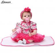 SpencerToys Reborn Baby Doll Soft Silicone Vinyl 22 inch Lovely Lifelike Cute Baby Boy Girl Toy Beautiful clothes doll 55 cm Hots