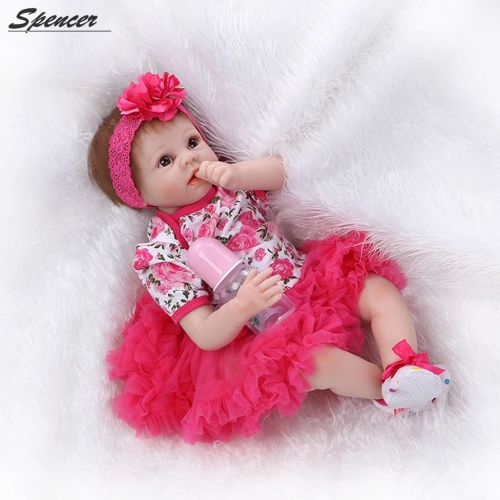  SpencerToys Reborn Baby Doll Soft Silicone Vinyl 22 inch Lovely Lifelike Cute Baby Boy Girl Toy Beautiful clothes doll 55 cm Hots