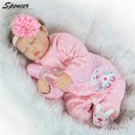 SpencerToys Spencer 22 55cm Handmade Soft Silicone Vinyl Real Life Reborn Baby Girl Doll Pink Clothes Sleeping Newborn Toy