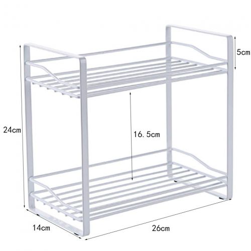  Spice Rack, Wrought Iron Hollow 2 Layer Sauce Bottle Storage Rack Bathroom Kitchen Rack Black White