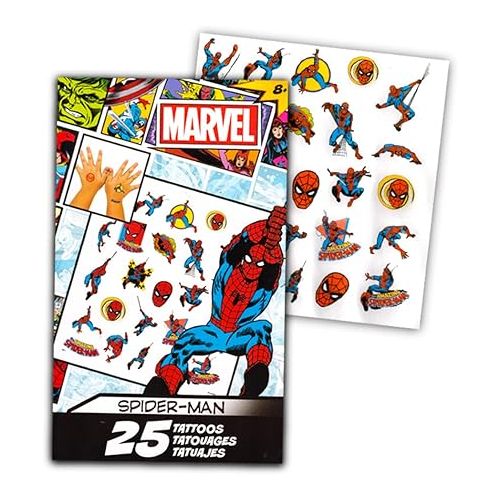  Marvel Spiderman Ultimate Coloring Book Set -- 3 Spiderman Activity Books with Spiderman Tattoos