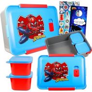 Spiderman Lunch Box for Boys - Bundle with 2 Spiderman Bento Lunch Boxes with Mini Containers Plus Stickers, More | Spiderman Lunch Box Containers Set