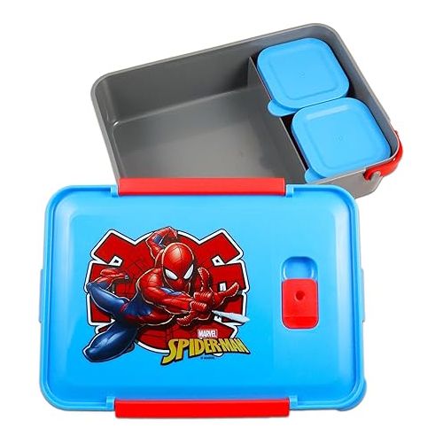  Spiderman Lunch Box for Boys - Bundle with 2 Spiderman Bento Lunch Boxes with Mini Containers Plus Stickers, More | Spiderman Lunch Box Containers Set