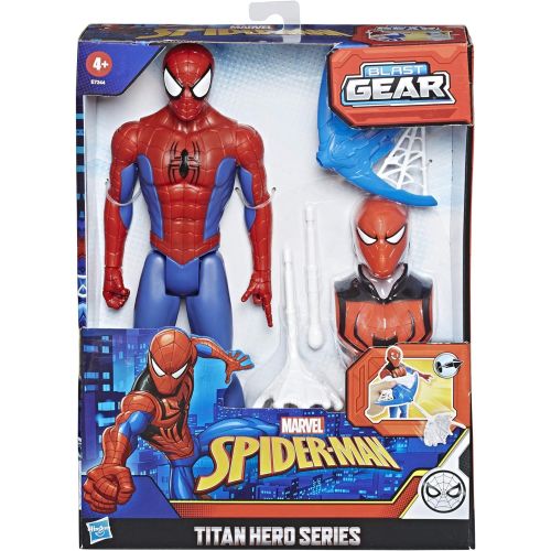  Spider-Man Marvel Titan Hero Series Blast Gear Action Figure Toy with Blaster, 2 Projectiles and 3 Armor Accessories, for Kids Ages 4 and Up