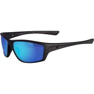 Spiderwire Classic SPW008 Polarized Fishing Sunglasses, Matte Black/Smoke/Blue Mirror