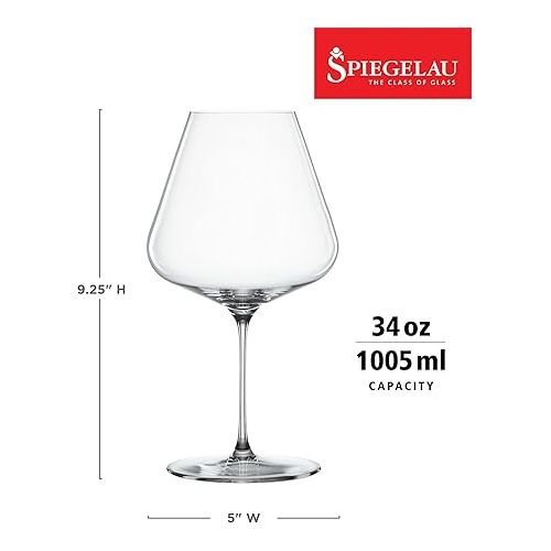  Spiegelau Definition Burgundy Wine Glasses Set of 2 - European-Made Crystal, Dishwasher Safe - 34 Ounces