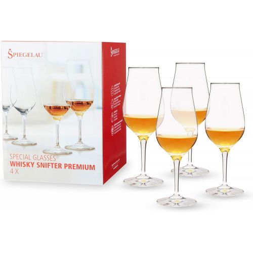  [아마존베스트]Spiegelau Premium Whiskey Snifter, Set of 4, European-Made Lead-Free Crystal, Modern Whiskey Glasses, Dishwasher Safe, Professional Quality Cocktail Glass Gift Set, 9.5 oz