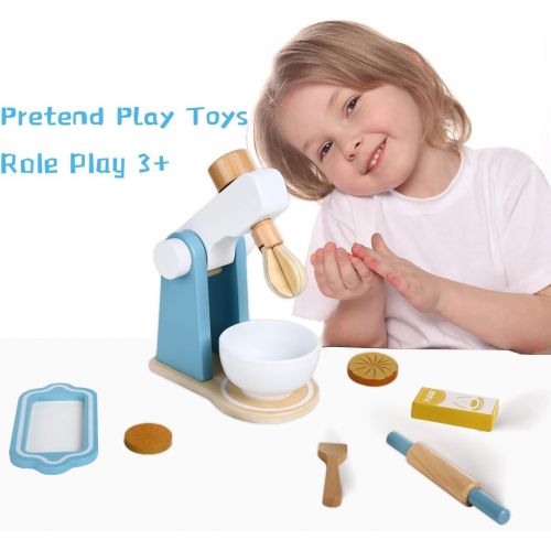  Spiekind Mixer/Blender Toys Wooden Kitchen Sets Toddlers - Role Play Game Education Pretend Play Early Learning Toys for Kids Age 3 and Up