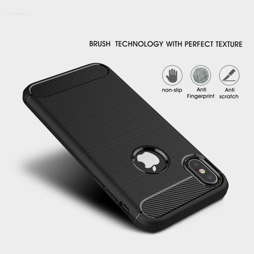  Spilay iPhoneXs Max Case,Anti-Slip Shock Absorption Soft Carbon Fiber TPU Cover