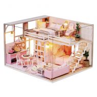 Spilay DIY Miniature Dollhouse Wooden Furniture Kit,Handmade Mini Modern Apartment Model Plus with Dust Cover & Music Box ,1:24 Scale Creative Doll House Toys for Children Girl Gif