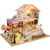 Spilay DIY Miniature Dollhouse Wooden Furniture Kit,Handmade Mini Modern Villa Model with LED Light & Music Box ,1:24 Scale Creative Doll House Toys for Children Gift (Sweet Words)