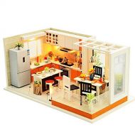 Spilay DIY Miniature Dollhouse Wooden Furniture Kit,Handmade Mini Modern Kitchen Home Model with LED Light&Music Box,1:24 Scale 3D Puzzle Creative Doll House Toys for Children Gift